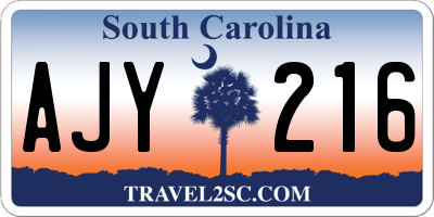 SC license plate AJY216