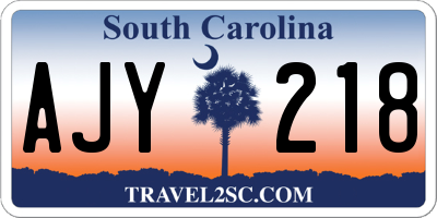 SC license plate AJY218