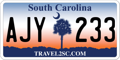 SC license plate AJY233