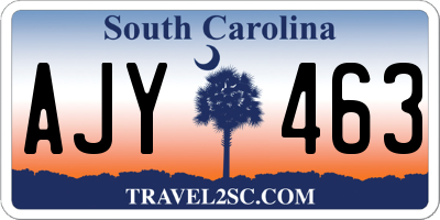 SC license plate AJY463