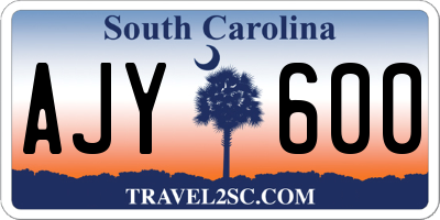SC license plate AJY600