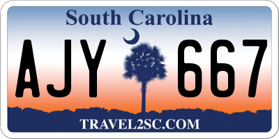 SC license plate AJY667
