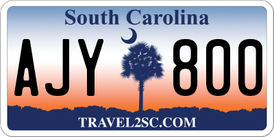 SC license plate AJY800