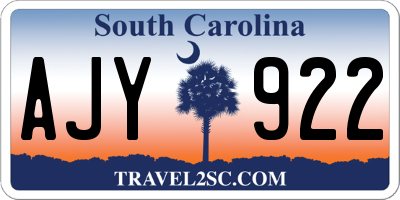 SC license plate AJY922