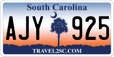 SC license plate AJY925