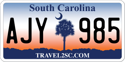 SC license plate AJY985