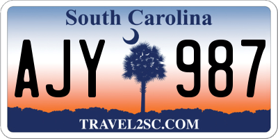 SC license plate AJY987