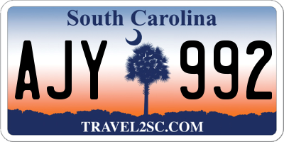 SC license plate AJY992