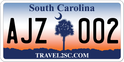 SC license plate AJZ002