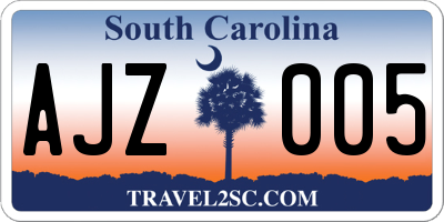 SC license plate AJZ005