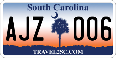SC license plate AJZ006