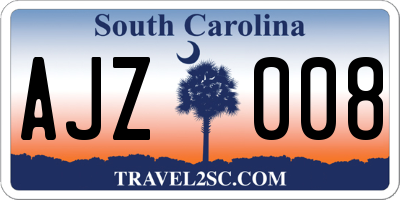 SC license plate AJZ008