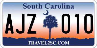 SC license plate AJZ010