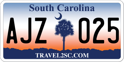 SC license plate AJZ025