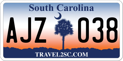 SC license plate AJZ038