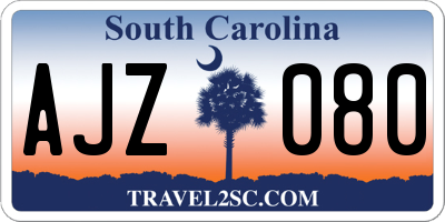 SC license plate AJZ080