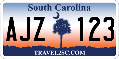 SC license plate AJZ123