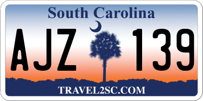SC license plate AJZ139