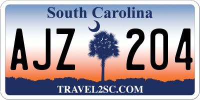 SC license plate AJZ204
