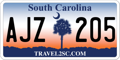 SC license plate AJZ205