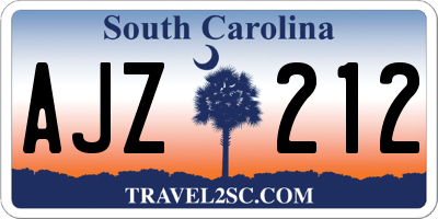 SC license plate AJZ212