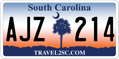 SC license plate AJZ214