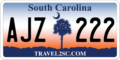 SC license plate AJZ222