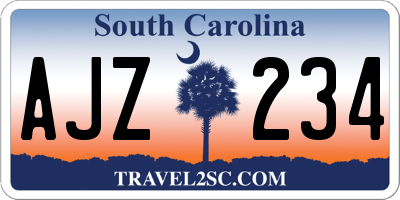 SC license plate AJZ234