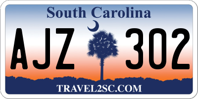 SC license plate AJZ302
