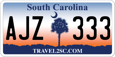 SC license plate AJZ333