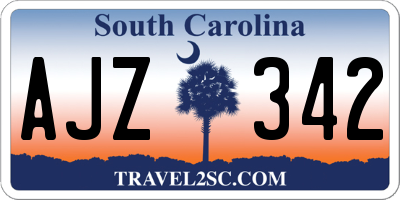 SC license plate AJZ342