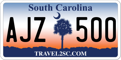 SC license plate AJZ500