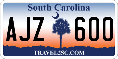 SC license plate AJZ600