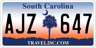 SC license plate AJZ647