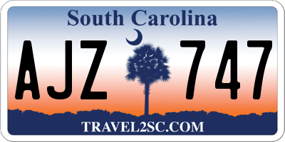 SC license plate AJZ747