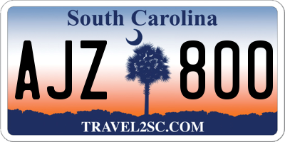 SC license plate AJZ800