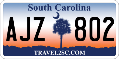 SC license plate AJZ802