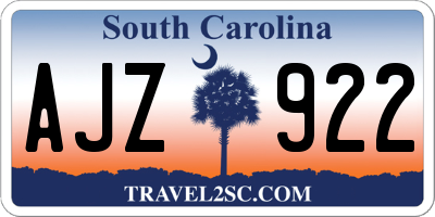 SC license plate AJZ922