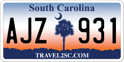 SC license plate AJZ931