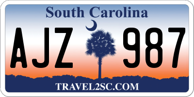 SC license plate AJZ987
