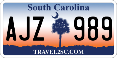 SC license plate AJZ989