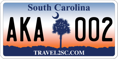 SC license plate AKA002