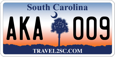SC license plate AKA009