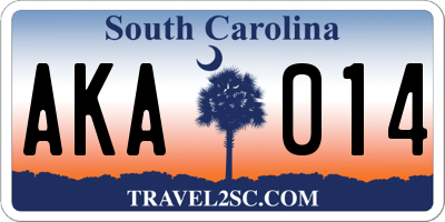 SC license plate AKA014