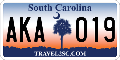 SC license plate AKA019