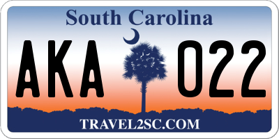 SC license plate AKA022