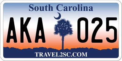 SC license plate AKA025