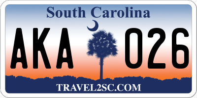 SC license plate AKA026
