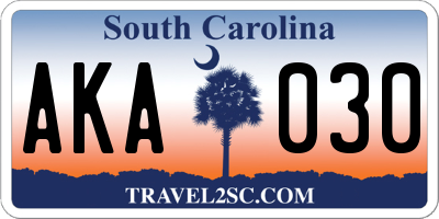 SC license plate AKA030