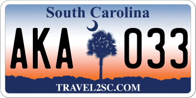 SC license plate AKA033